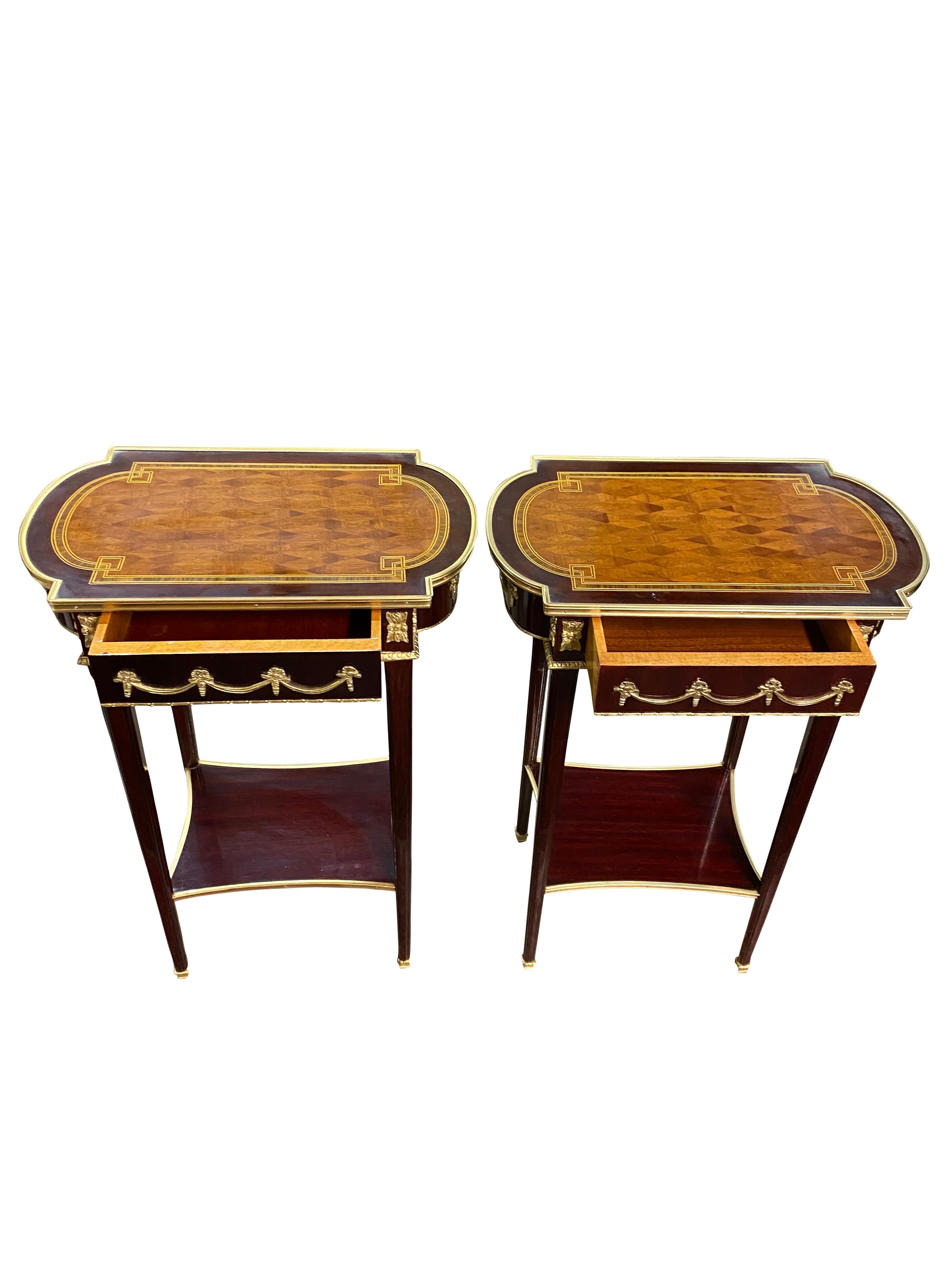 Wood Pair of 20th Century Empire Style Side Tables For Sale