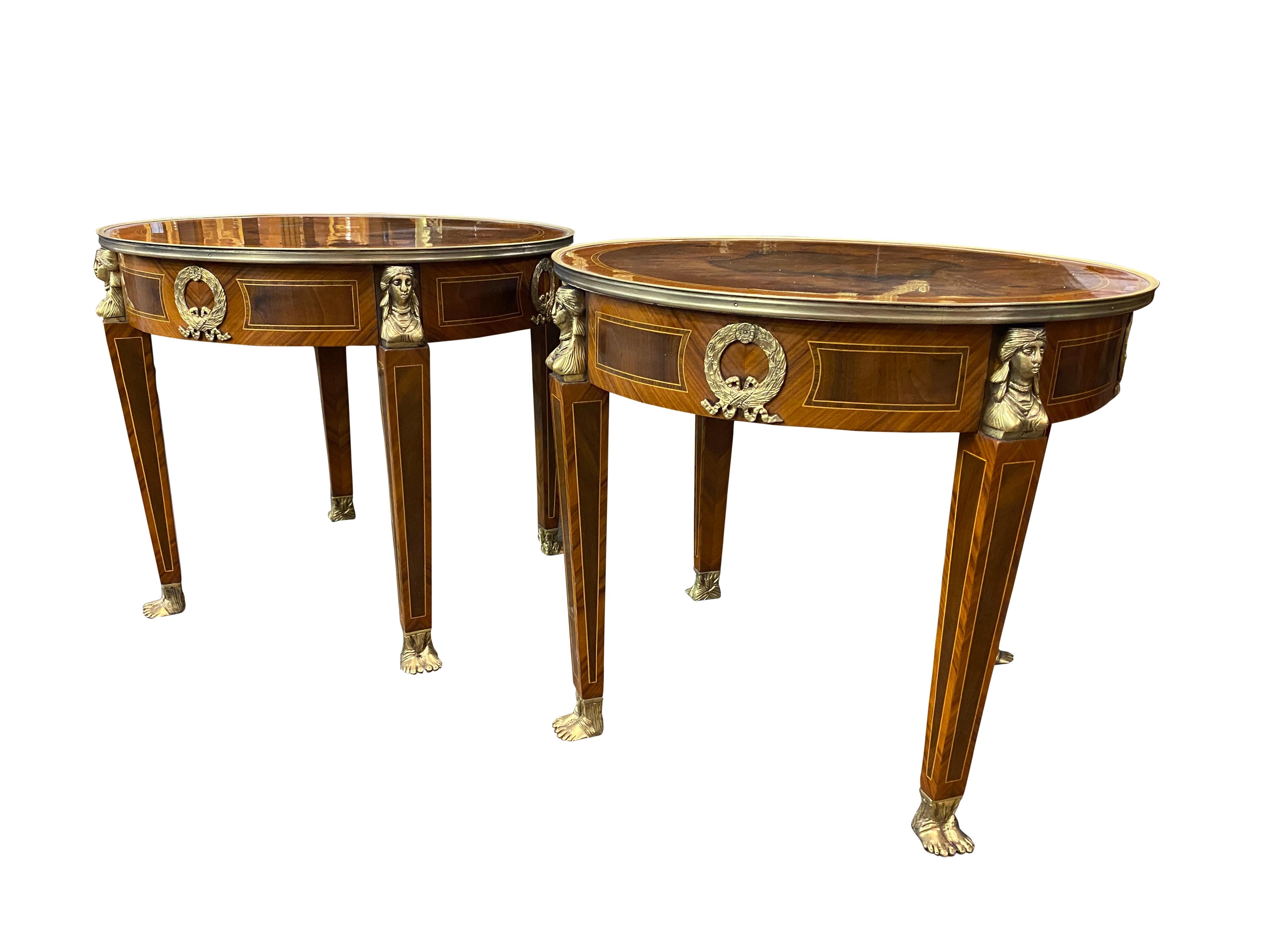 Wood Pair of 20th Century Empire Style Side Tables For Sale