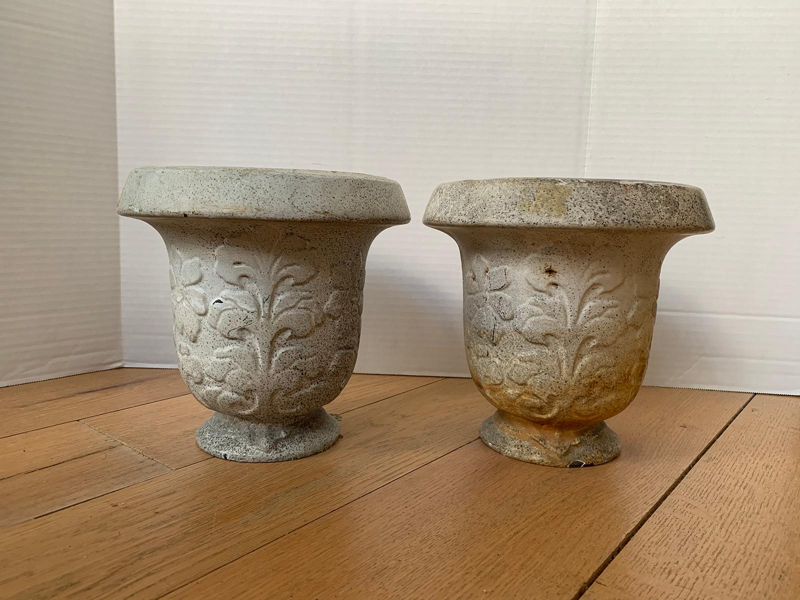 Pair of 20th century enameled metal pots.