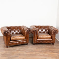 Pair of 20th Century English Chesterfield Club Chairs