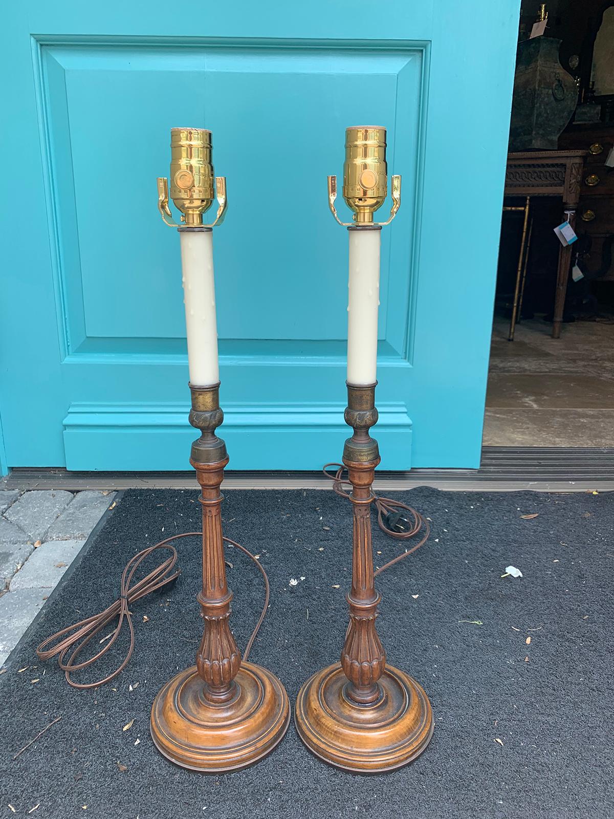 Pair of 20th century English George III candlesticks as lamps
brand new wiring.