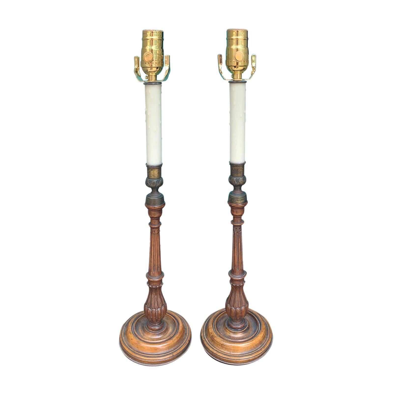 Pair of 20th Century English George III Candlesticks as Lamps
