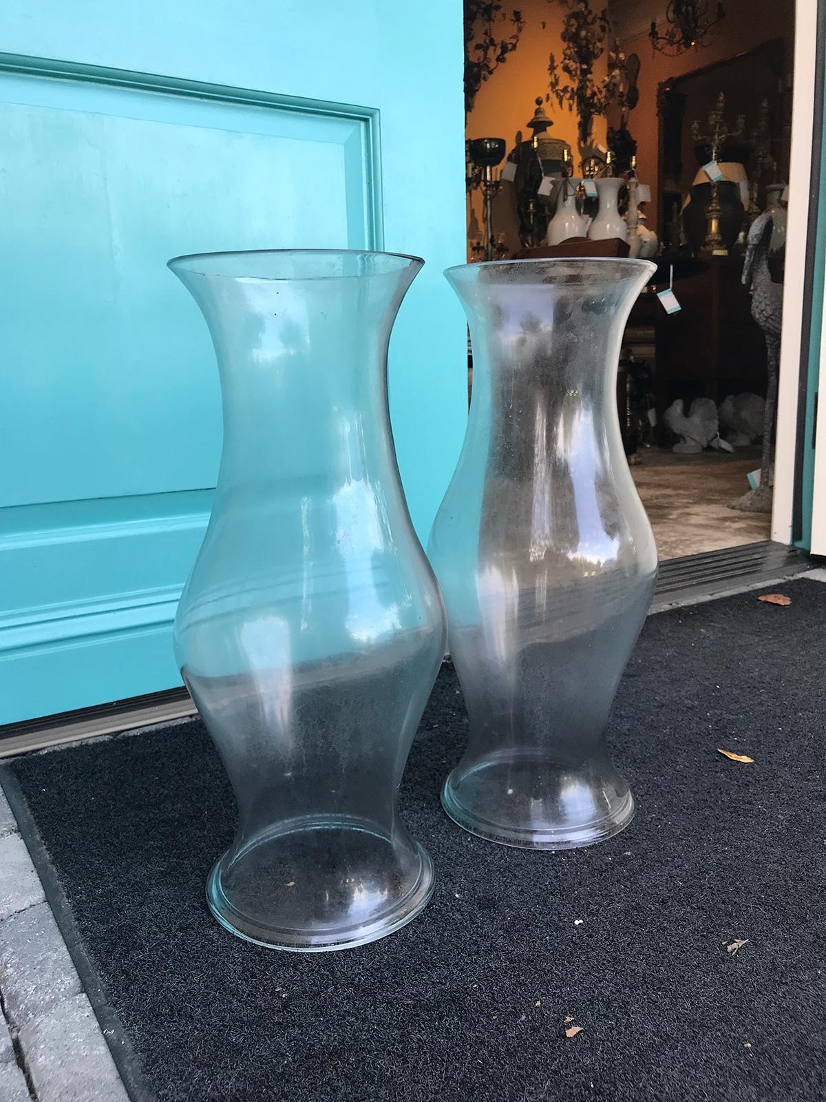 Pair of 20th Century English Glass Hurricanes 2