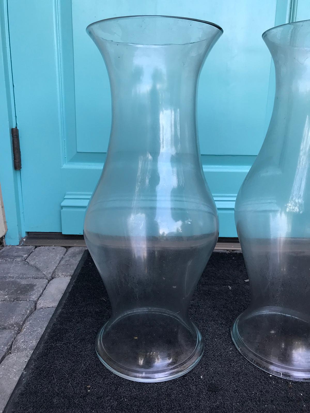 Pair of 20th Century English Glass Hurricanes 3