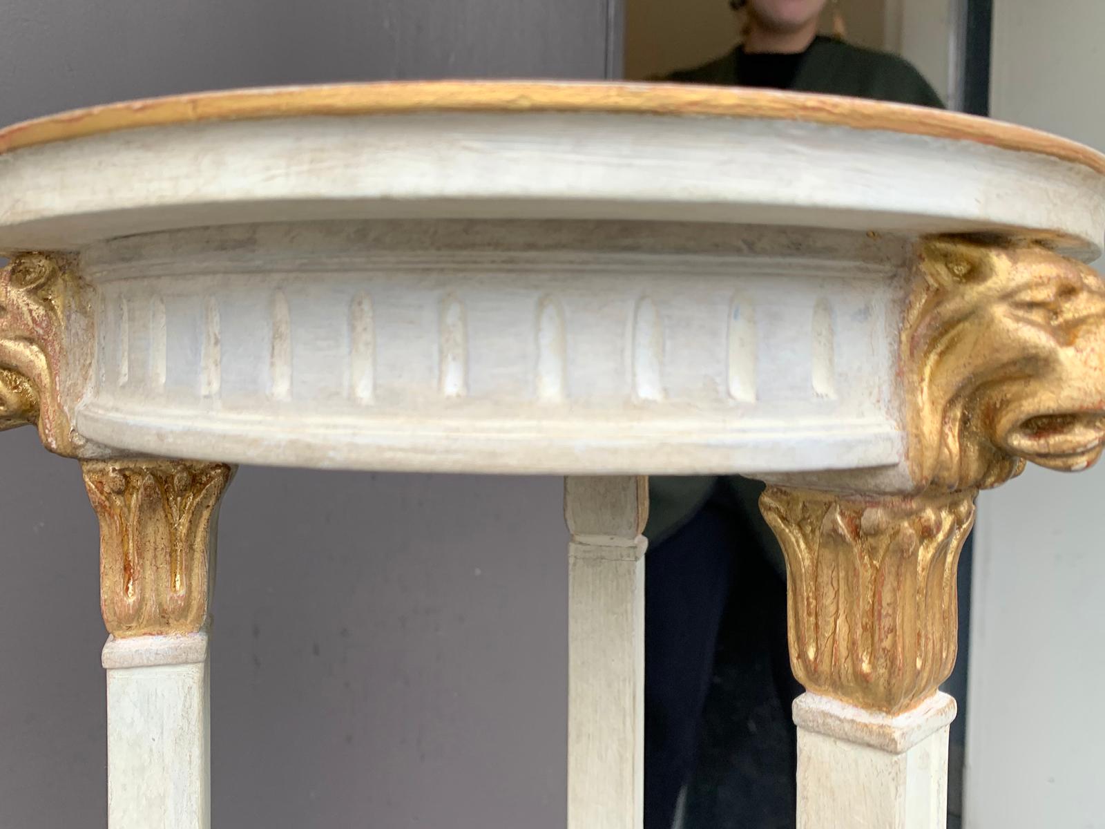 Giltwood Pair of 20th Century English Regency Style Custom Painted Torcheres / Pedestals