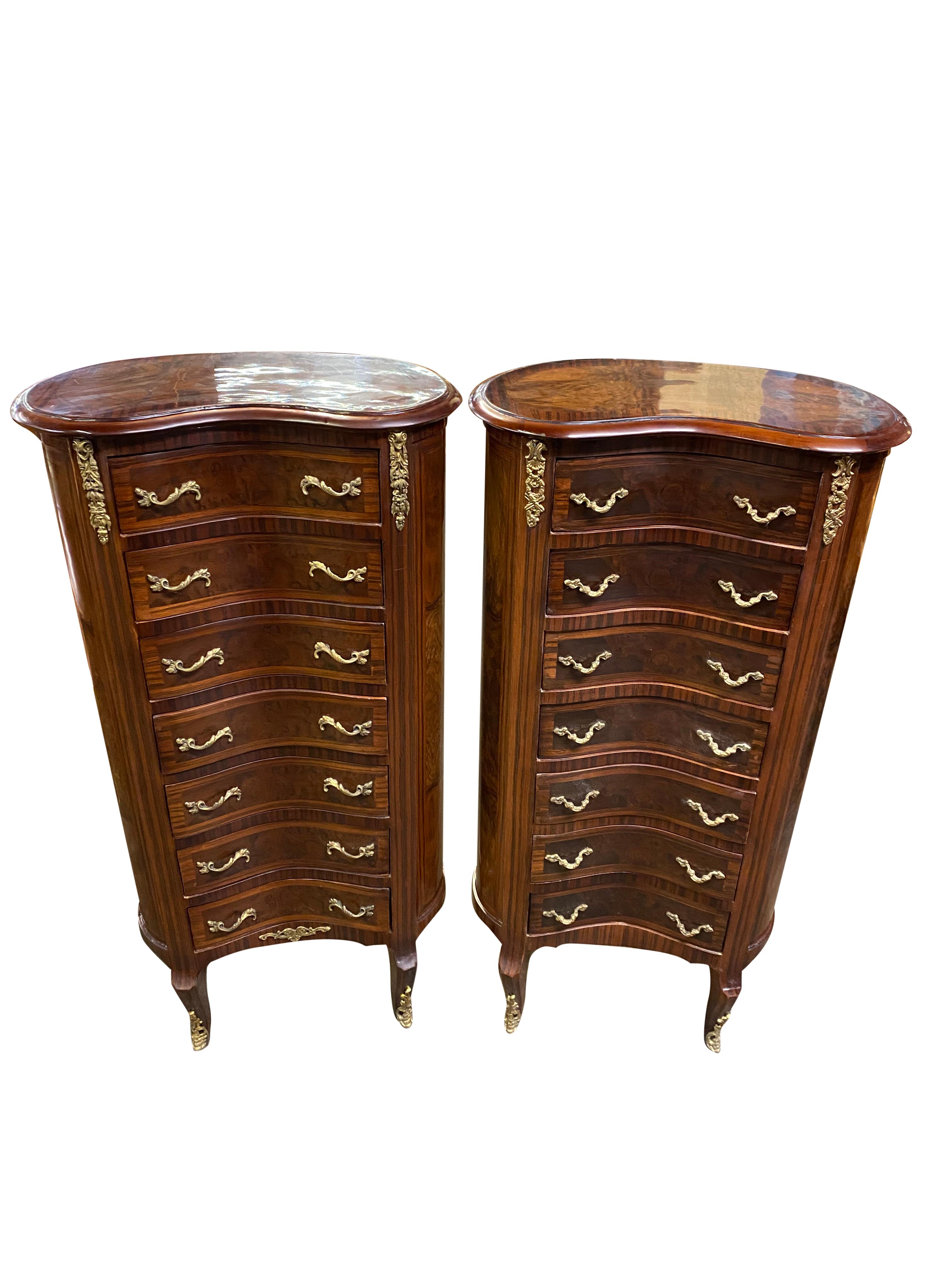 European Pair of 20th Century English Regency Style Side Tables/Cabinets