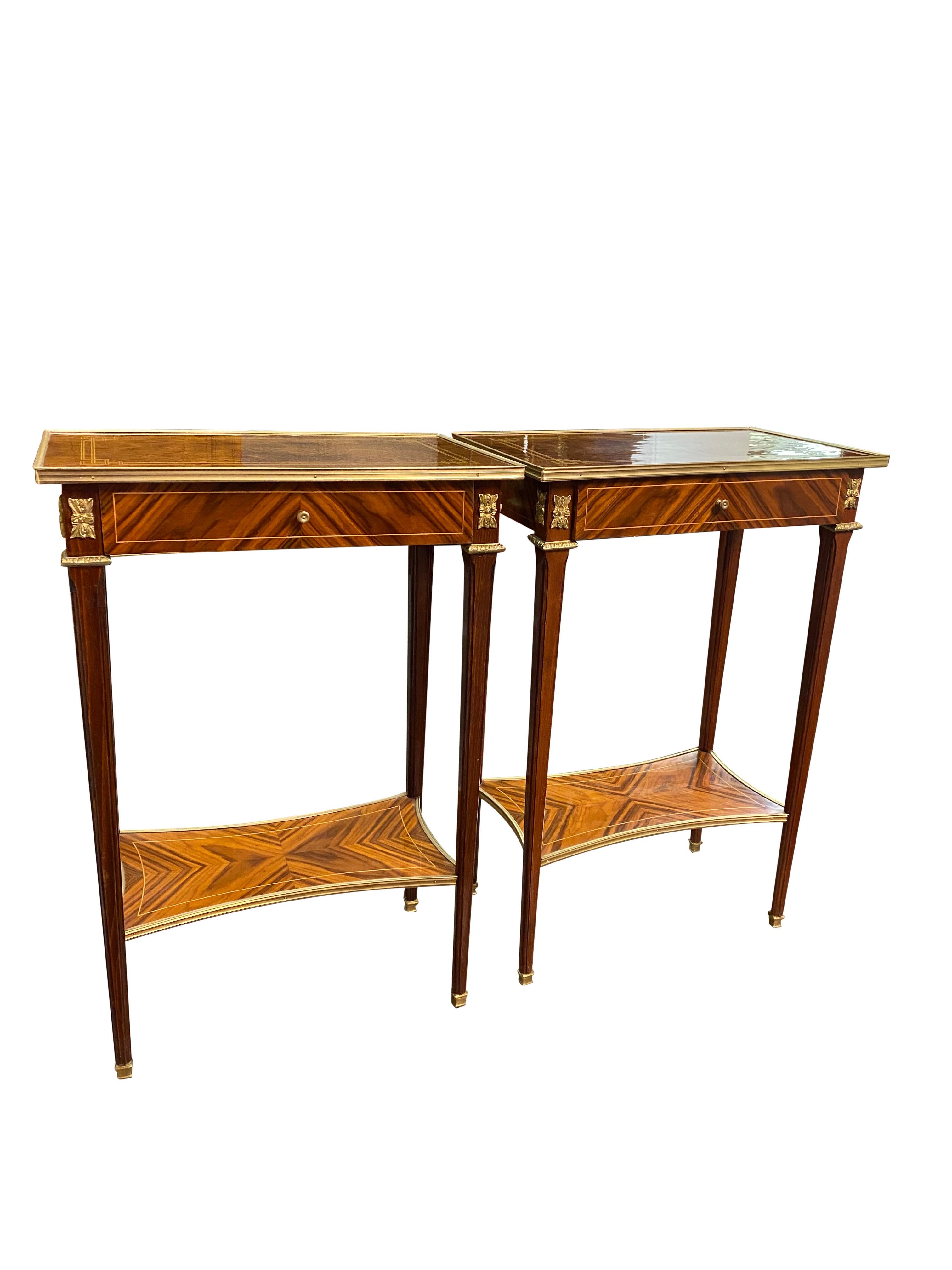 European Pair of 20th Century English Regency Style Side Tables