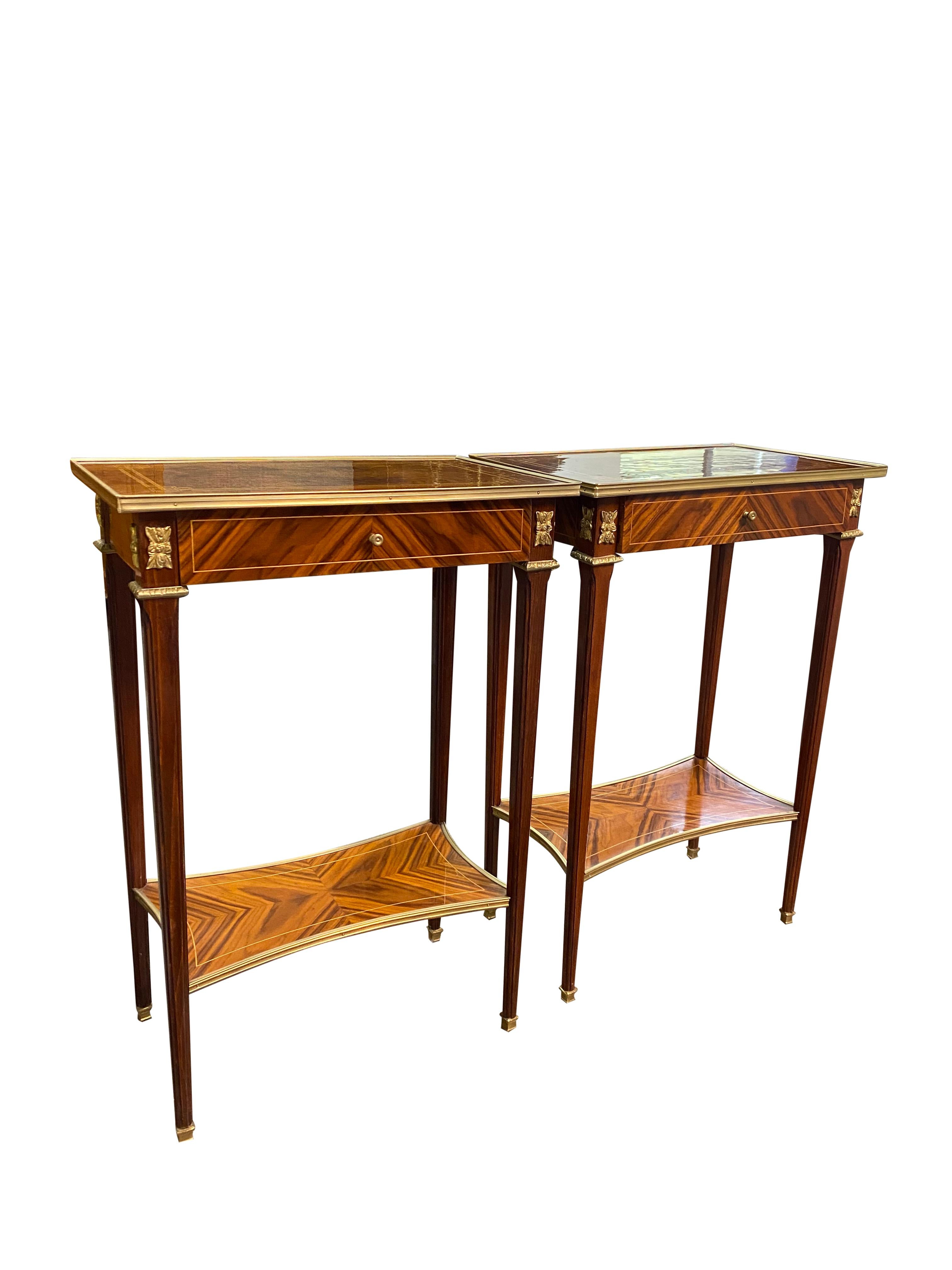 Hand-Carved Pair of 20th Century English Regency Style Side Tables