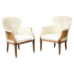 Vintage Pair of 20th Century English Spoon Back Armchairs