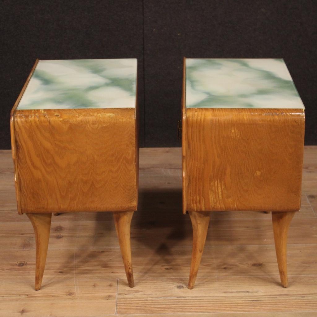 Pair of 20th Century Exotic Wood with Glass Top Italian Design Nightstands 3