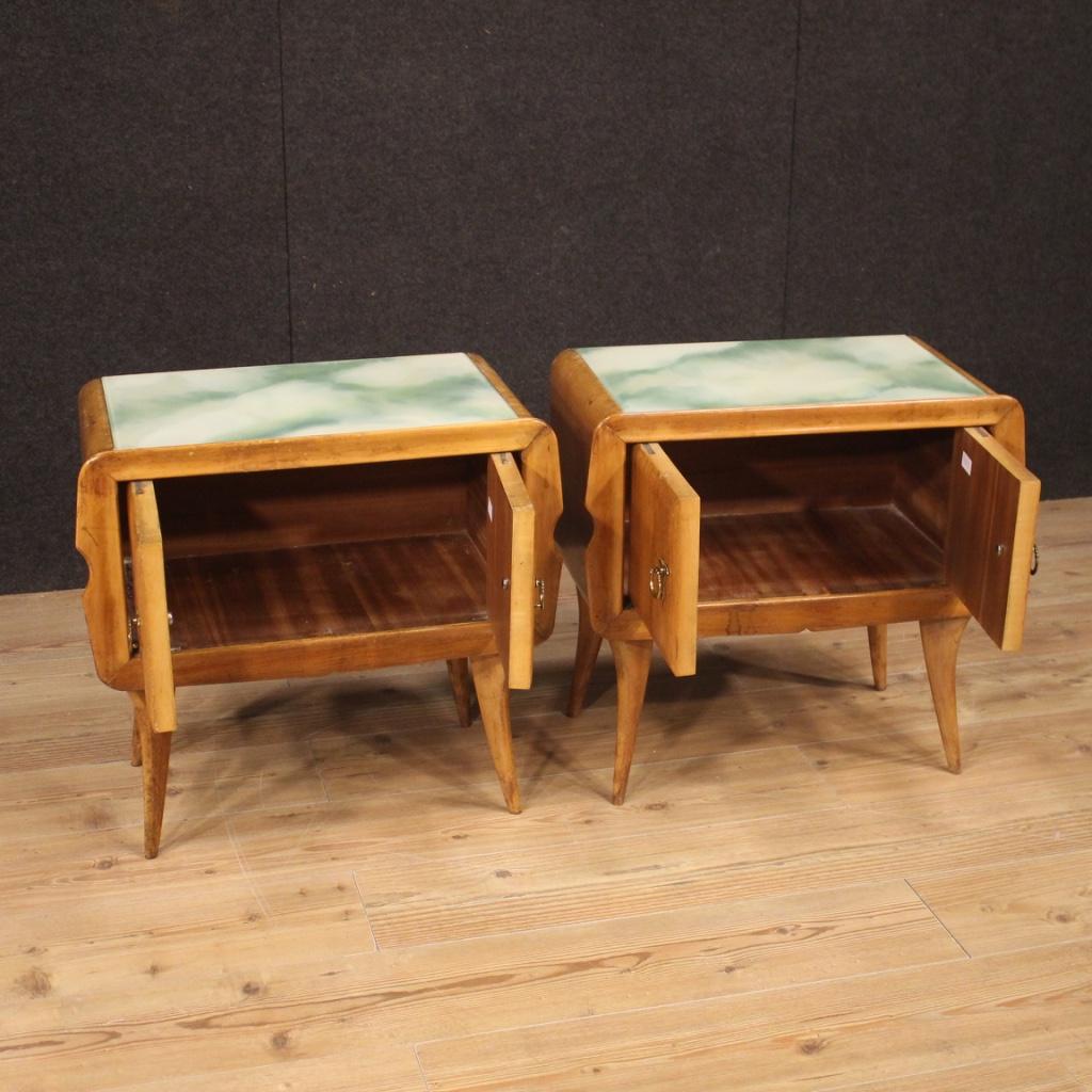Pair of 20th Century Exotic Wood with Glass Top Italian Design Nightstands 4