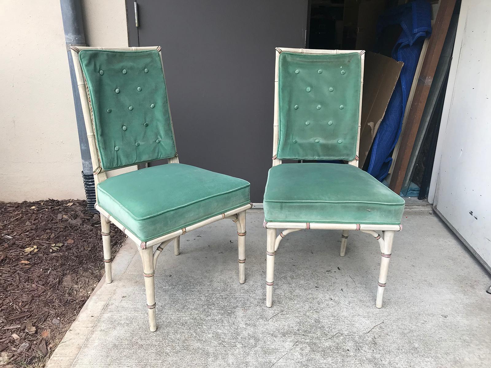 Pair of 20th Century Faux Bamboo Side Chairs In Good Condition In Atlanta, GA