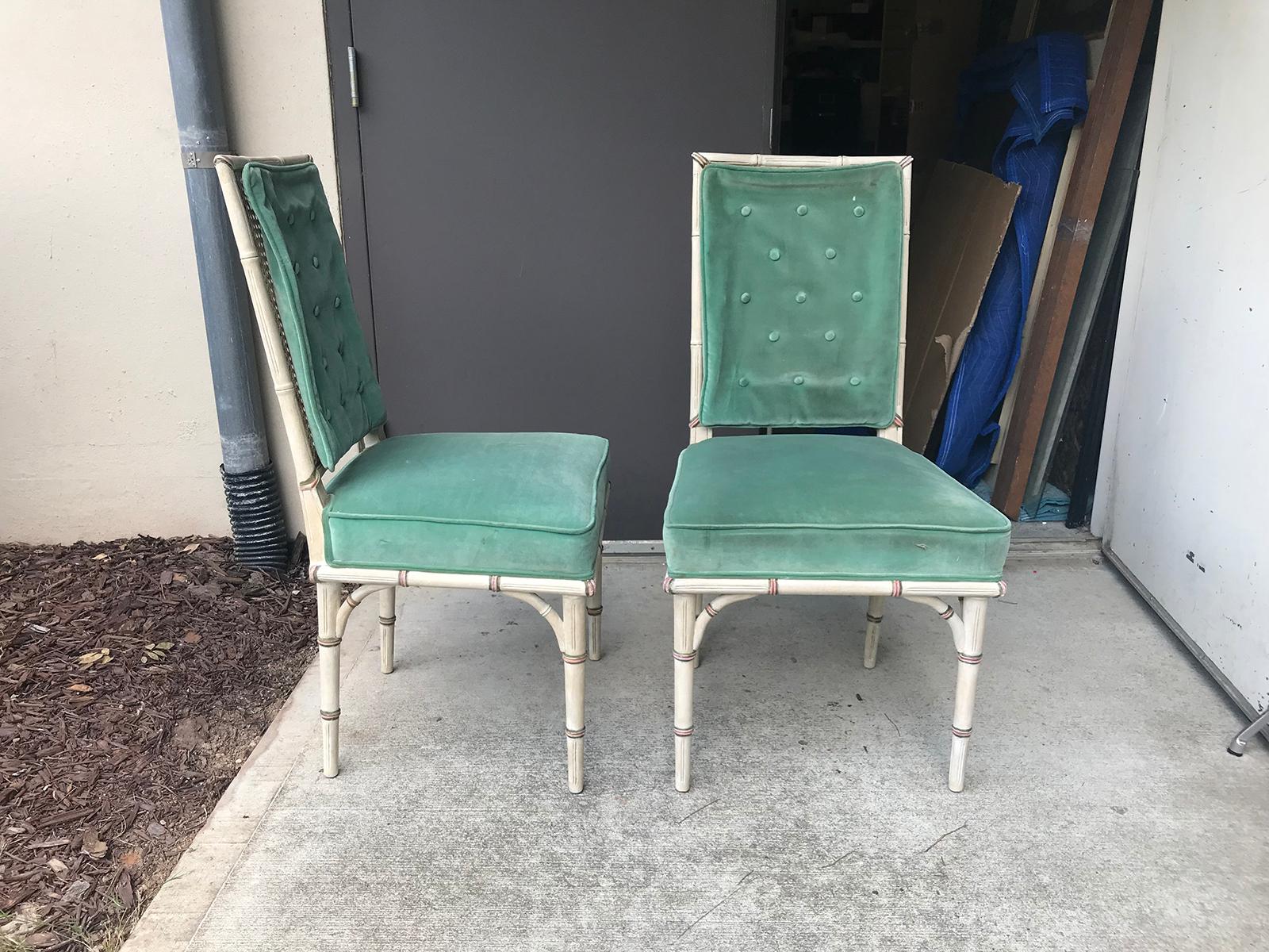 Pair of 20th Century Faux Bamboo Side Chairs 1