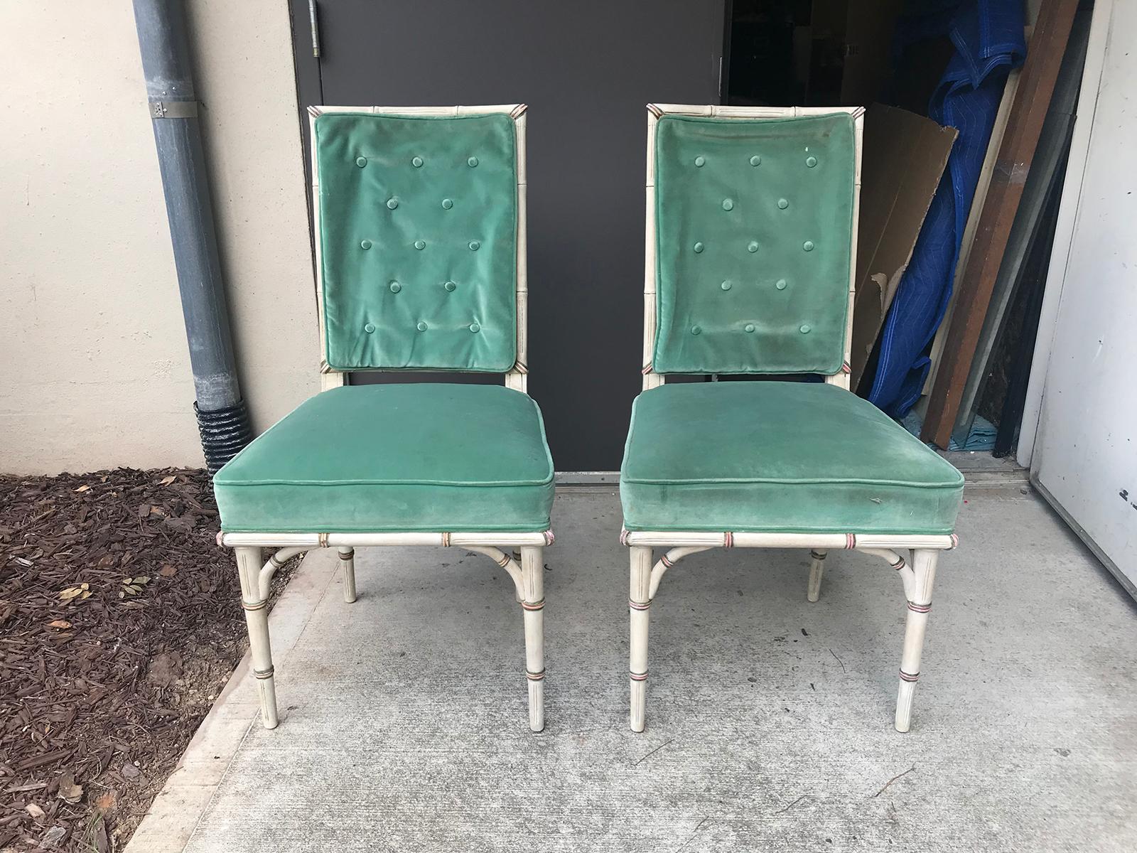 Pair of 20th Century Faux Bamboo Side Chairs 2