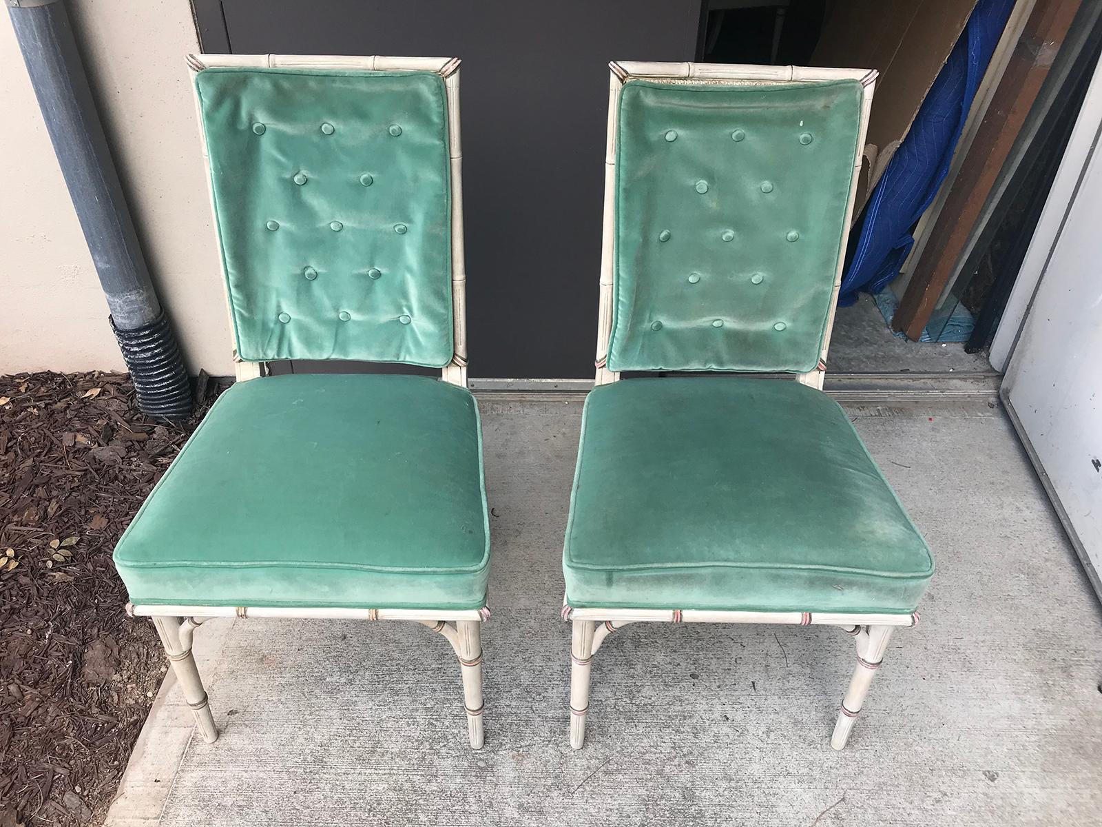 Pair of 20th Century Faux Bamboo Side Chairs 3