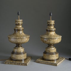 Pair of 20th Century Faux Marble Painted Lamp Bases