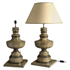 Pair of 20th Century Faux Marble Painted Lamp Bases