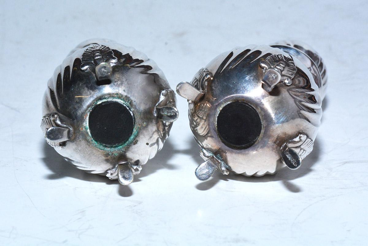 Machine-Made Pair of 20th Century Footed Danish Silver Plate Caster, 3 Pairs Available For Sale