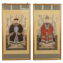 Pair of 20th Century Framed Chinese Ancestor Portraits