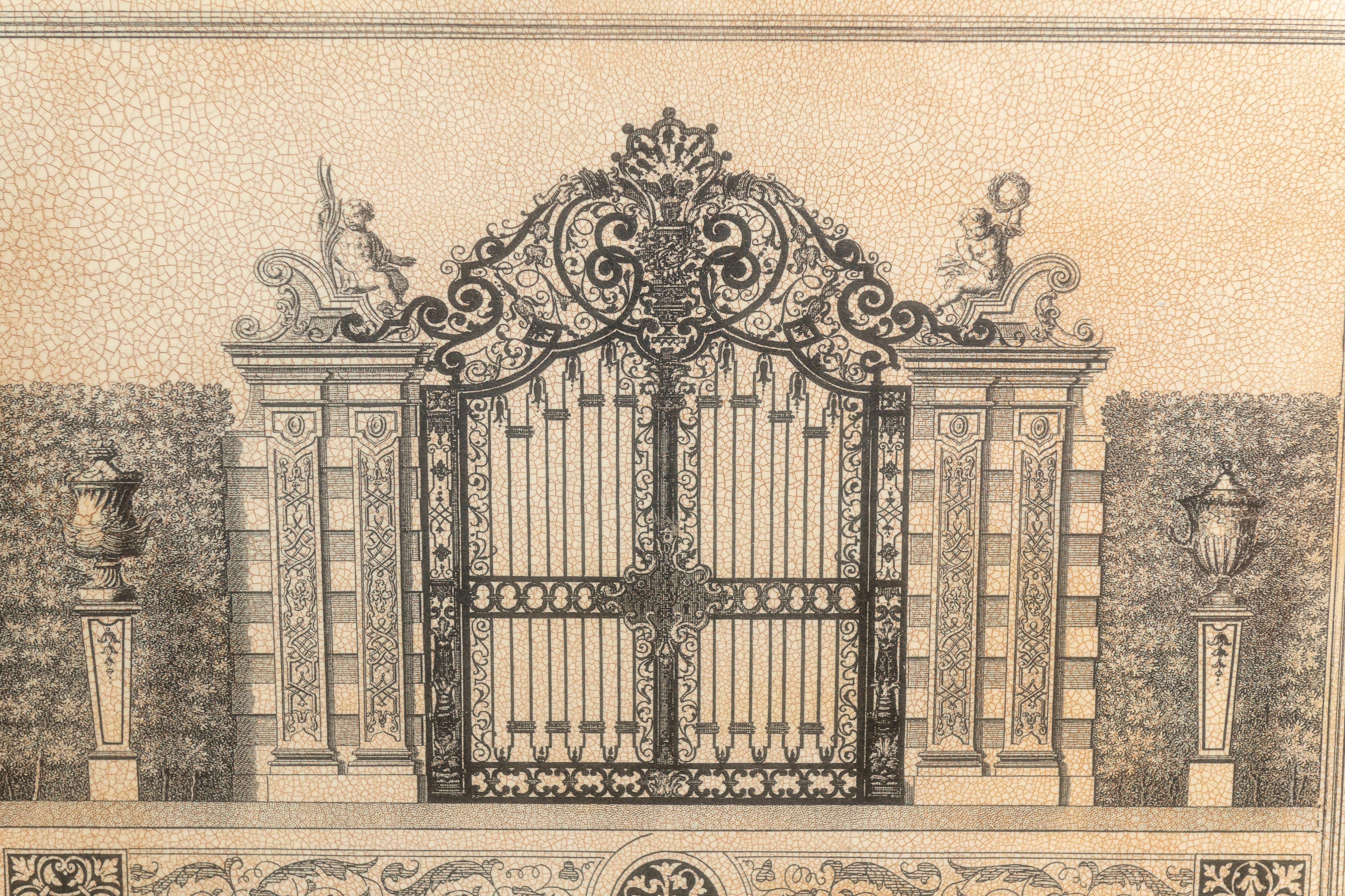 Ein Paar gerahmte Craquelé-Druckdrucke von Eingangsbereichen des Schlosses Belvedere aus dem 20. Jahrhundert im Angebot 5