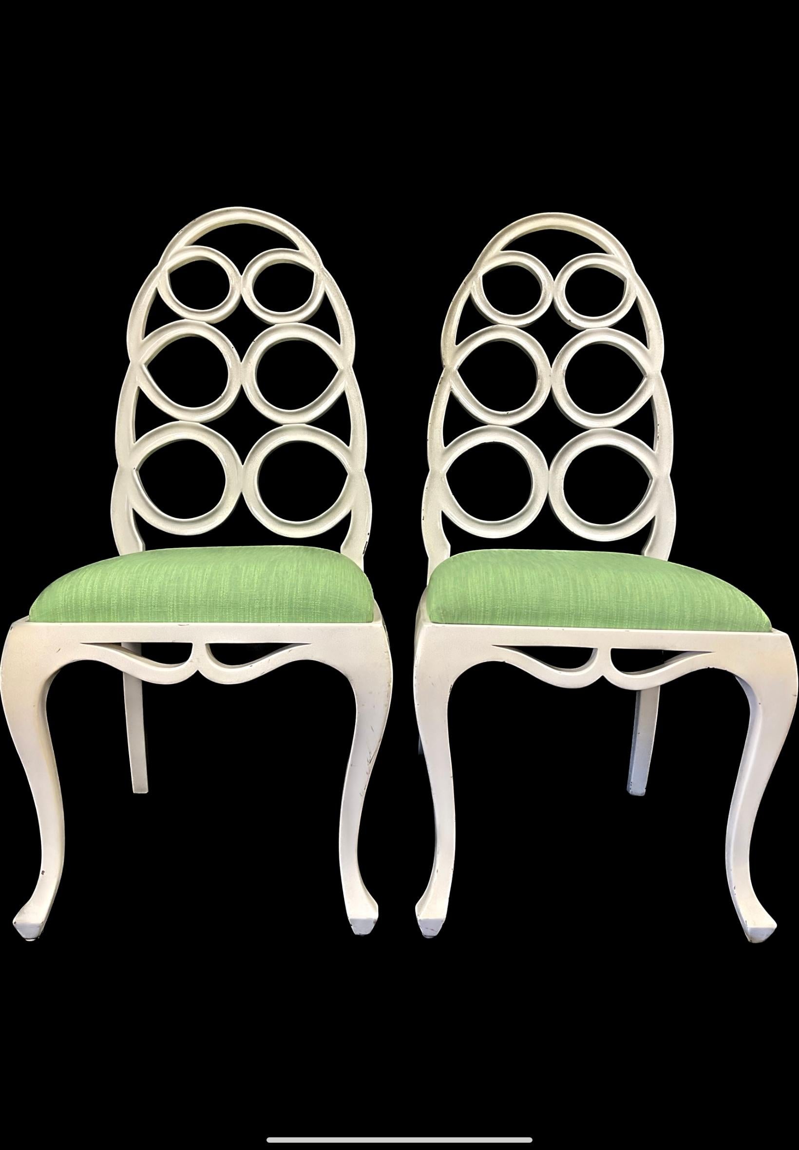 Regency Pair Of 20th Century Francis Elkins Style White Loop Side Chairs