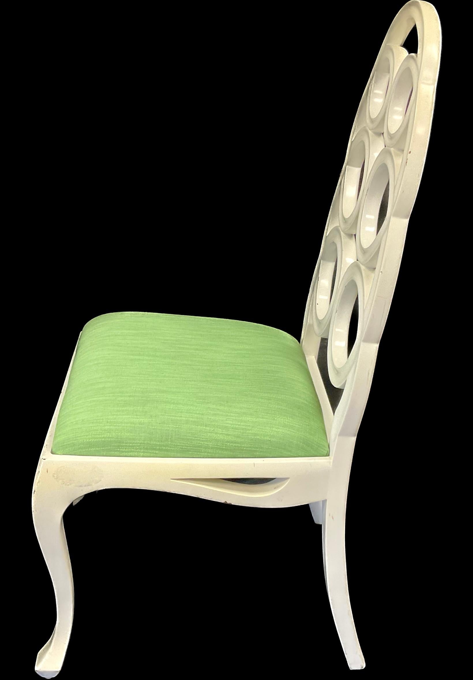 American Pair Of 20th Century Francis Elkins Style White Loop Side Chairs
