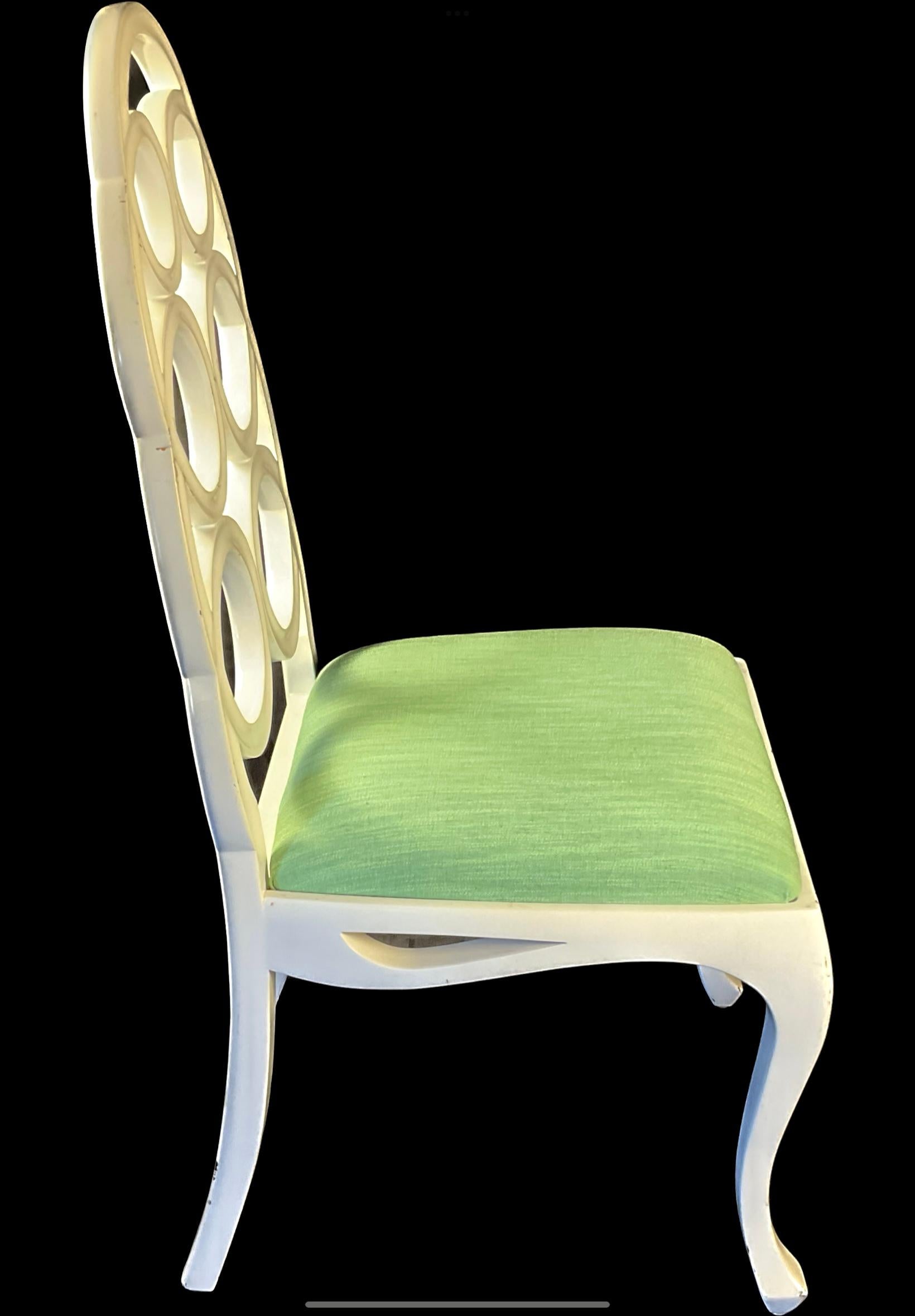 Wood Pair Of 20th Century Francis Elkins Style White Loop Side Chairs