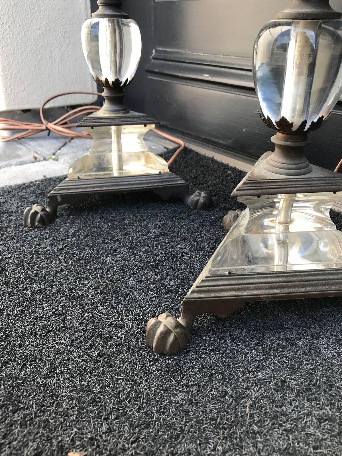 Pair of 20th Century French and Crystal and Bronze Table Lamps 2