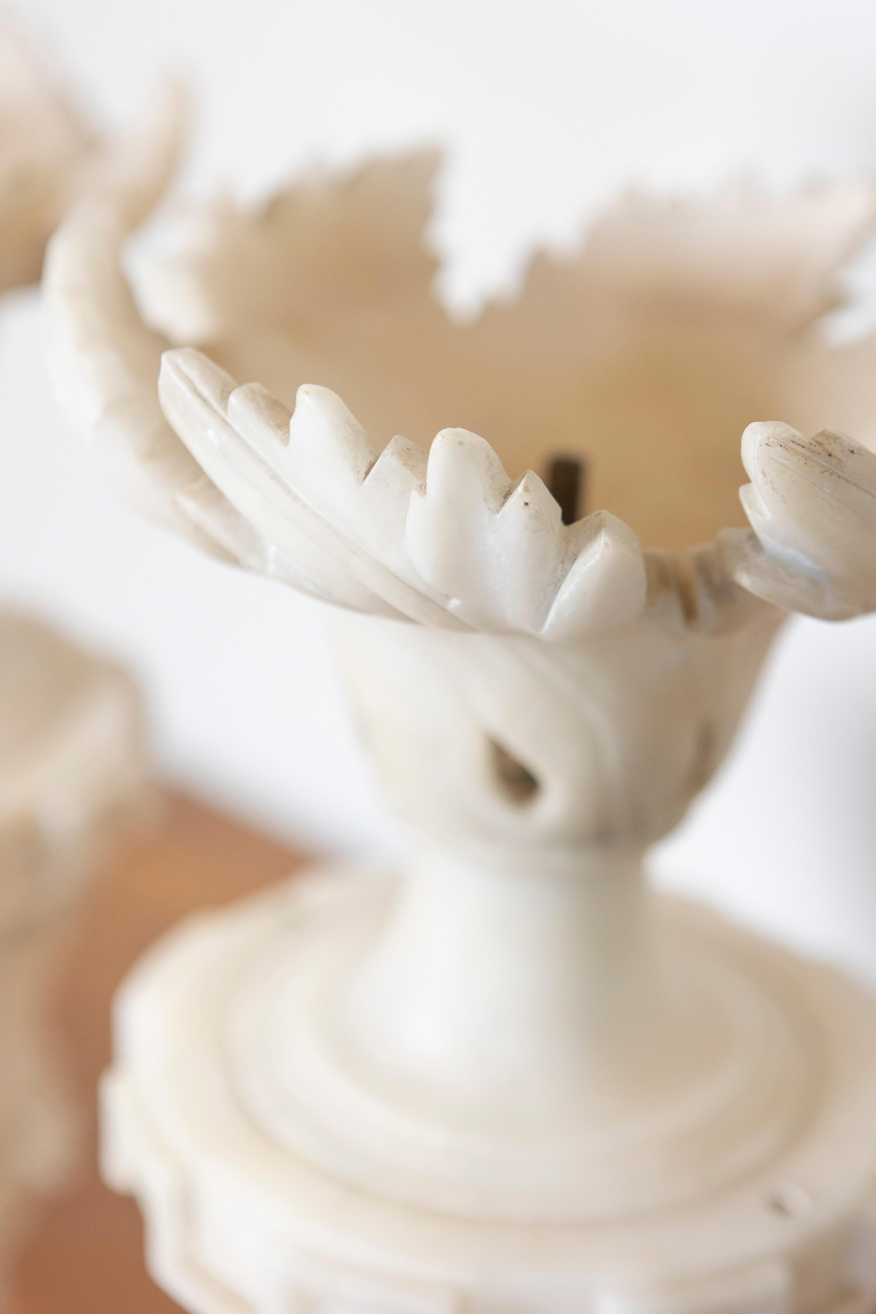 Pair of 20th Century French Alabaster Elements In Good Condition For Sale In Atlanta, GA