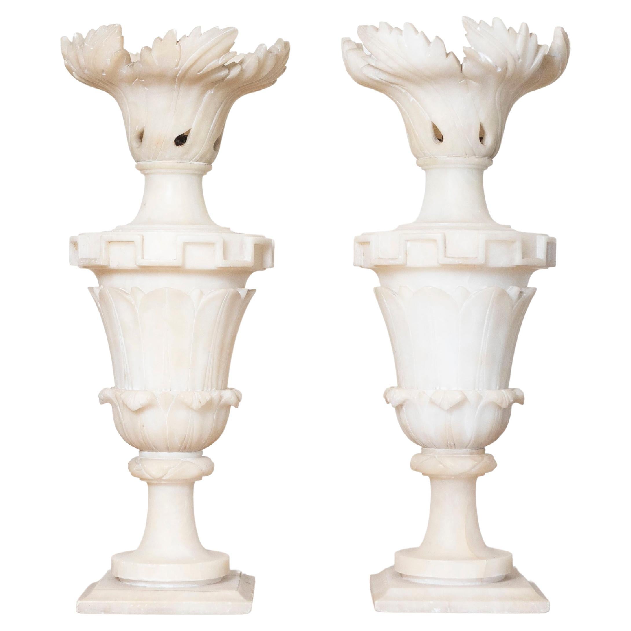 Pair of 20th Century French Alabaster Elements
