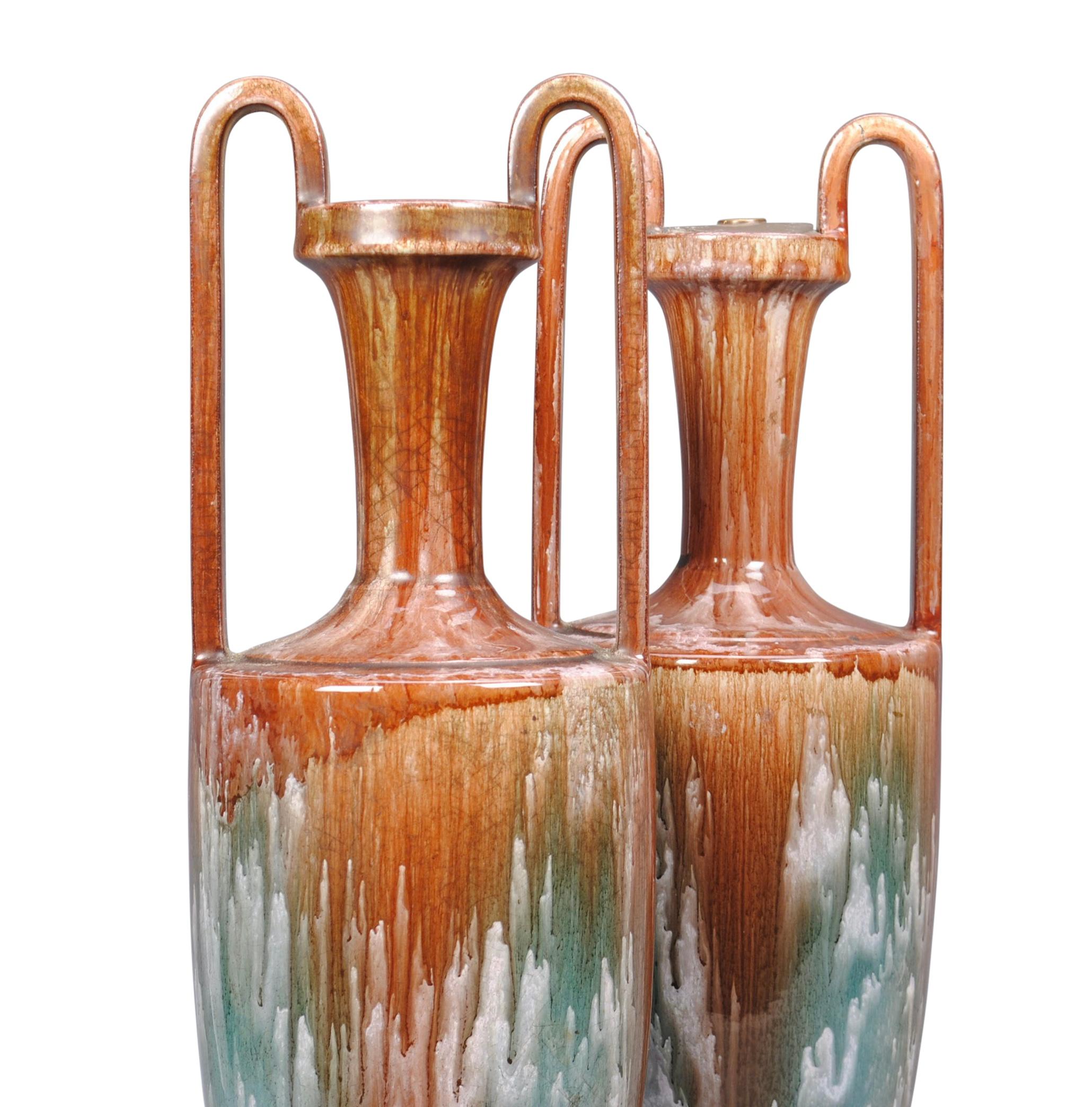 Ceramic Pair of 20th Century French Amphora Vases For Sale