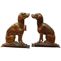 Pair of 20th Century French Andirons with Sitting Dogs