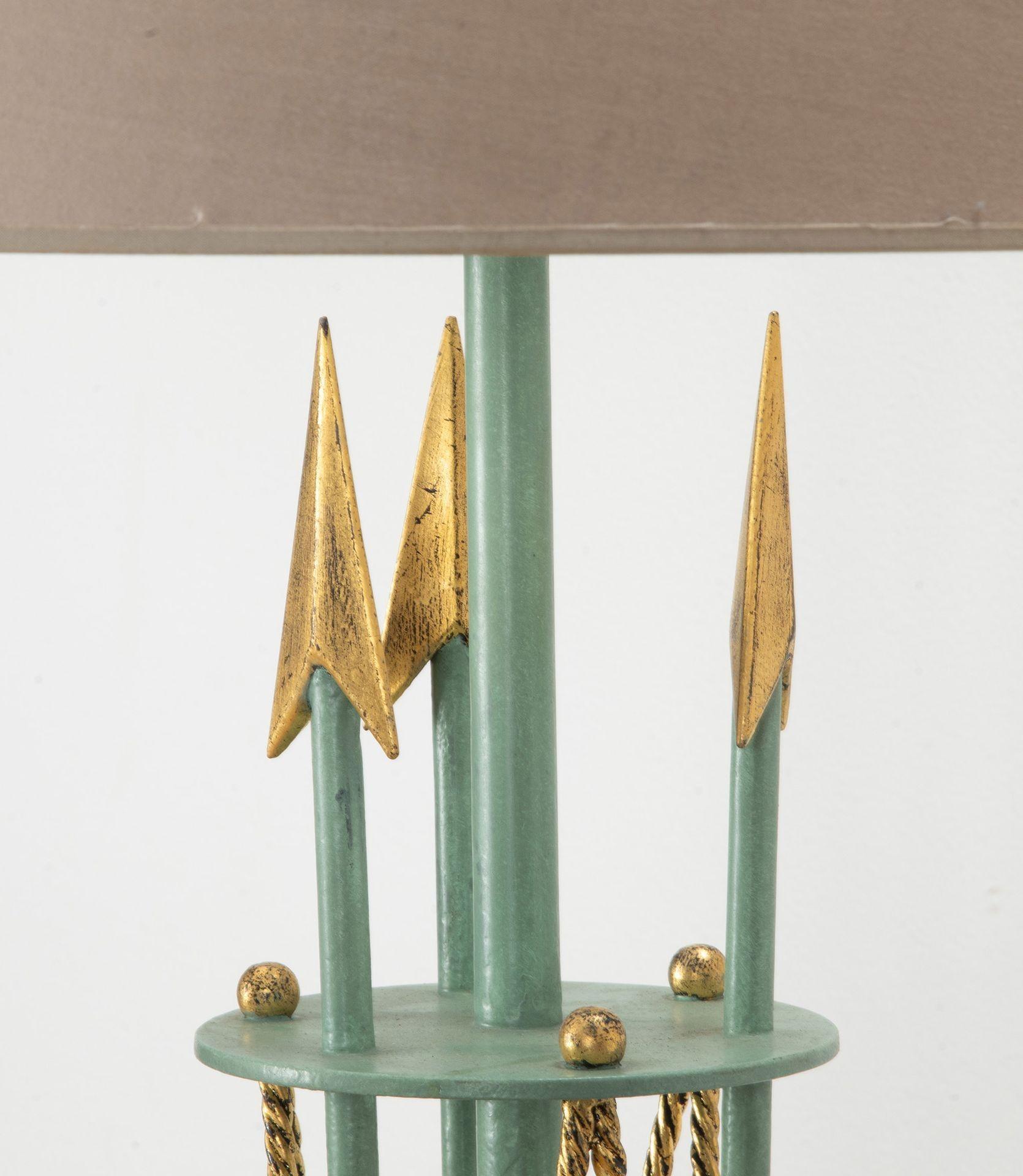 Mid-Century Modern Pair of 20th Century French Andre Arbus Marine Standing Lamps in Painted Iron For Sale