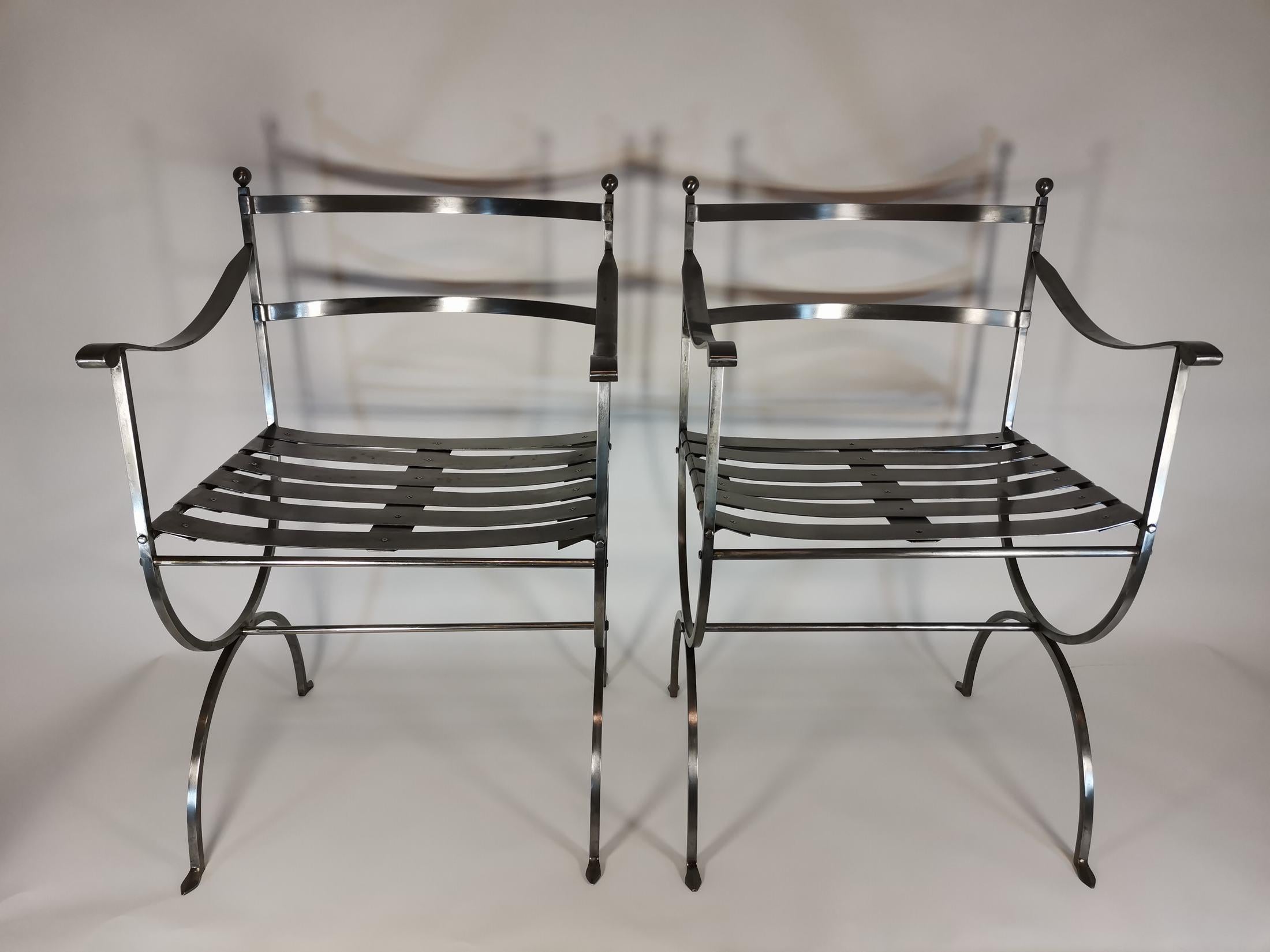 Empire Pair of 20th Century French Armchairs Neo Gotic Style For Sale