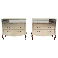 Pair of 20th Century French Art Deco Mirror Commodes