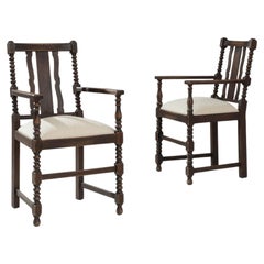 Paire de fauteuils en bois baroque français du 20e siècle avec sièges tapissés