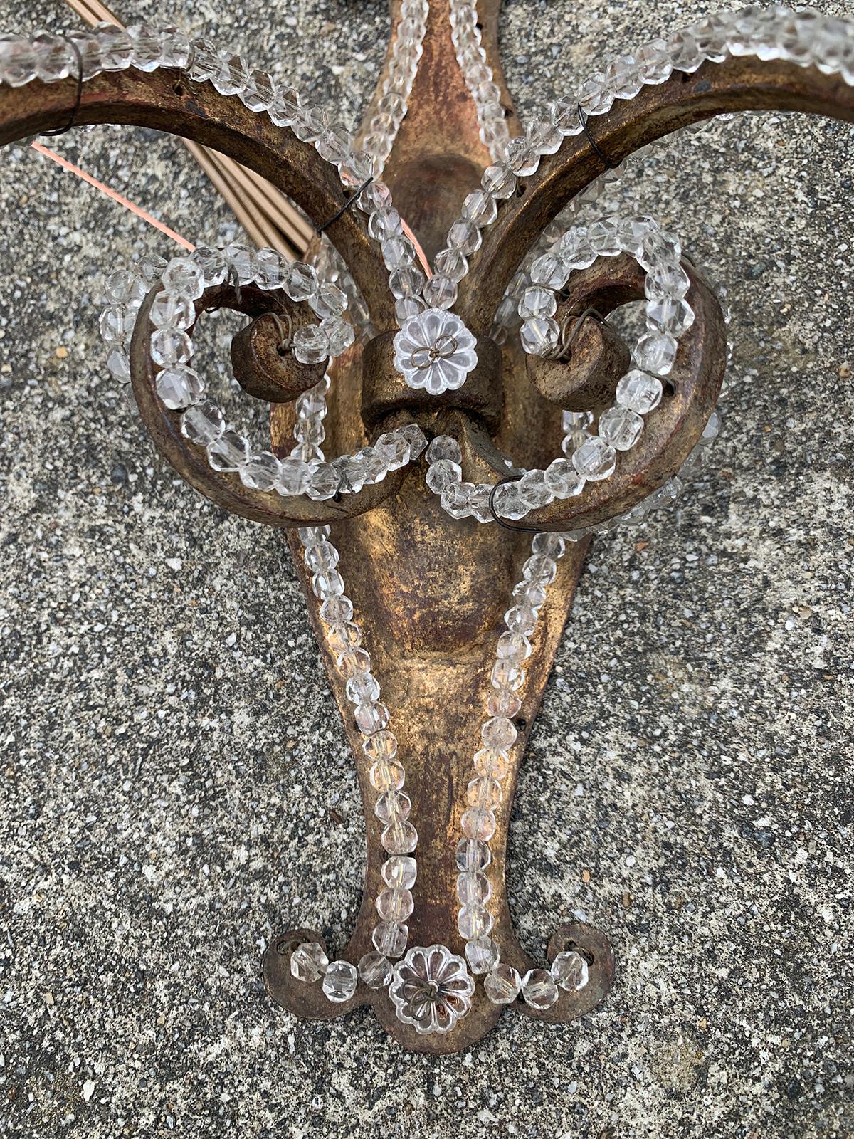 Pair of 20th Century French Beaded Glass Sconces in the Style of Maison Baguès 3