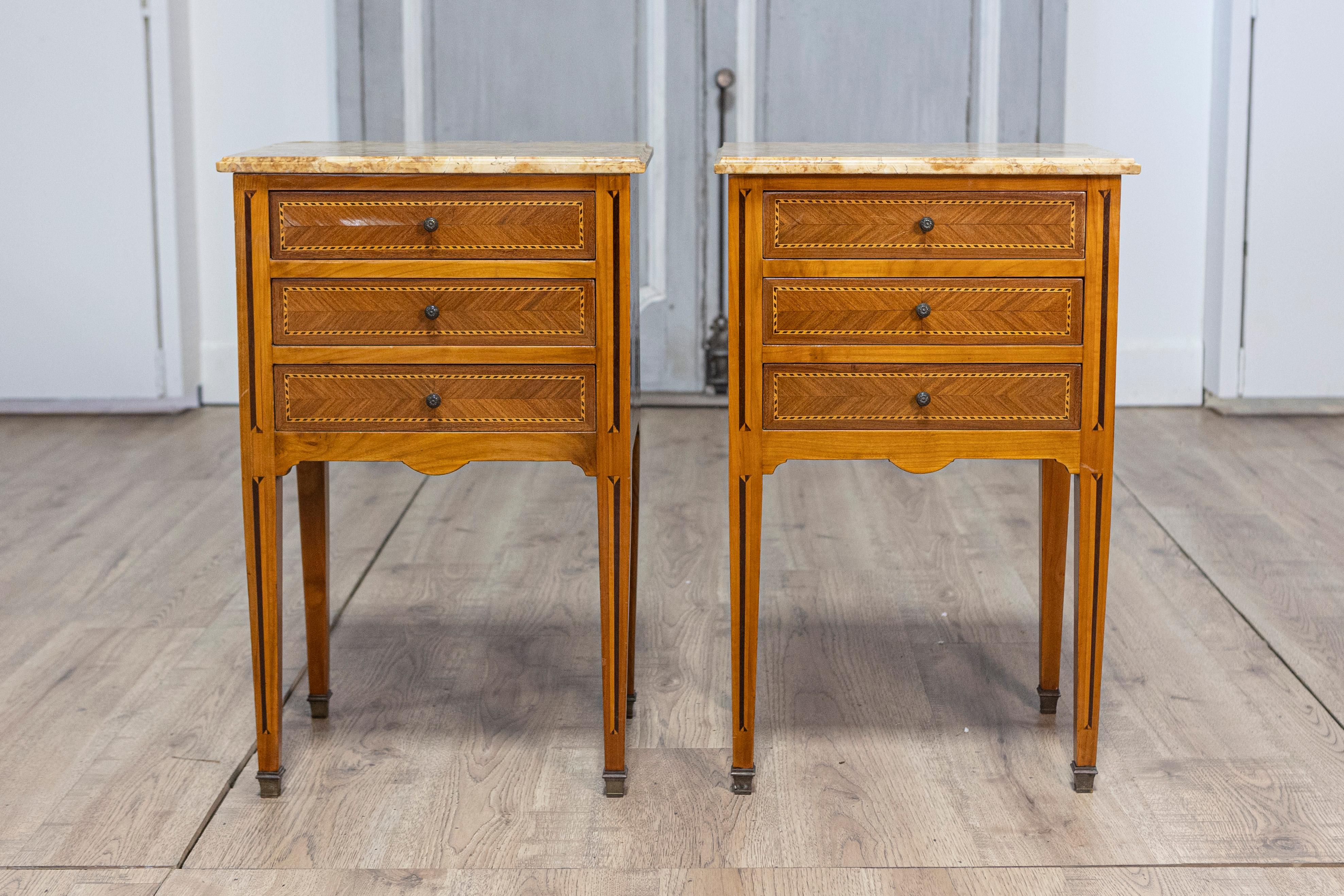 Neoclassical Pair of 20th Century French Bedside Tables For Sale