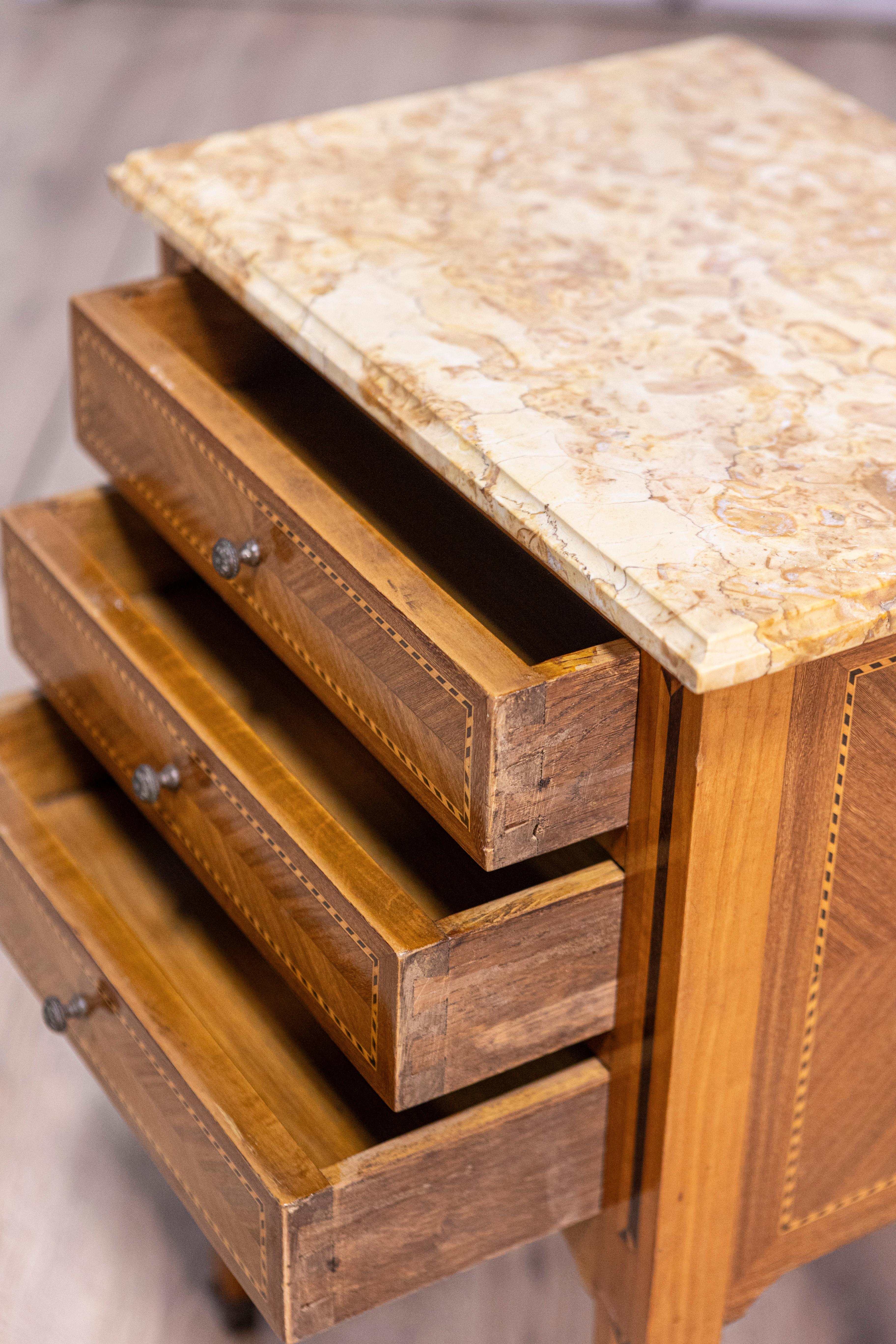 Brass Pair of 20th Century French Bedside Tables For Sale