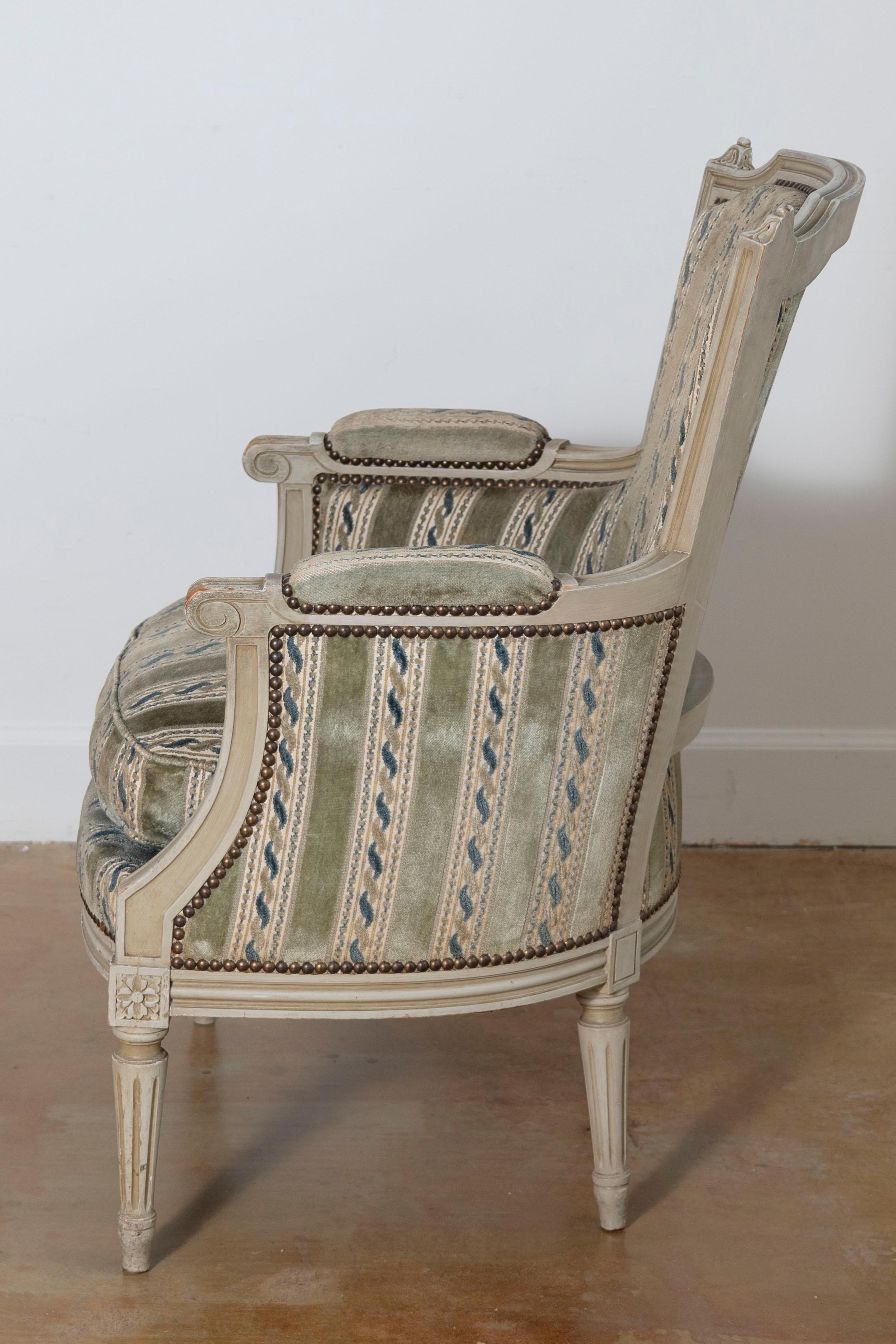 Upholstery Pair of 20th Century French Bergeres For Sale