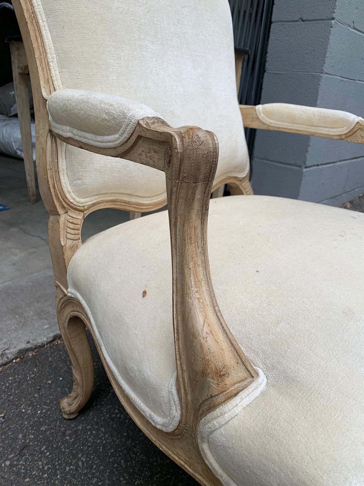 Pair of 20th Century French Bleached Wood Fauteuils For Sale 14