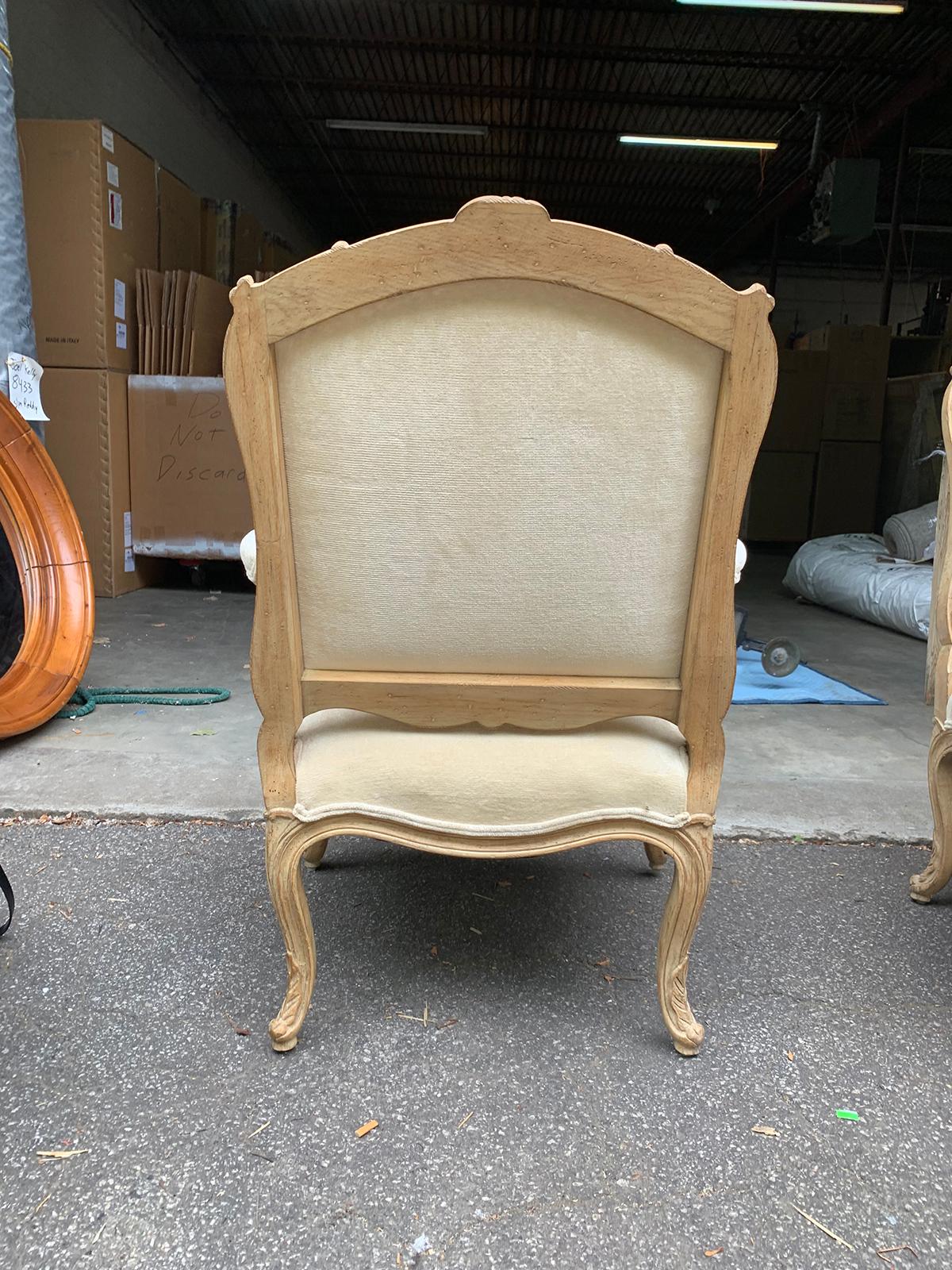 Pair of 20th Century French Bleached Wood Fauteuils For Sale 2