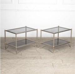 Pair of 20th Century French Brass and Steel End Tables