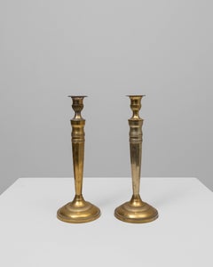 Elegant 20th Century French Brass Candlesticks with Tapered Design