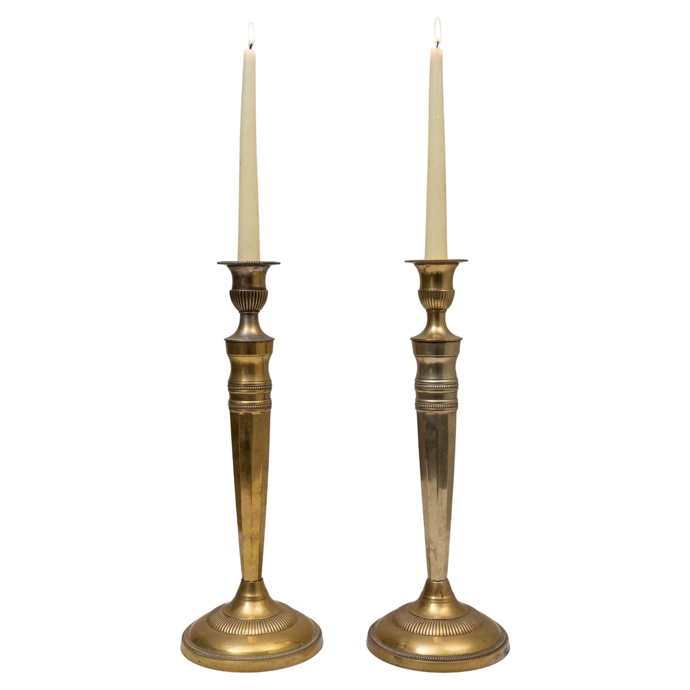 Pair Of 20th Century French Brass Candlesticks
