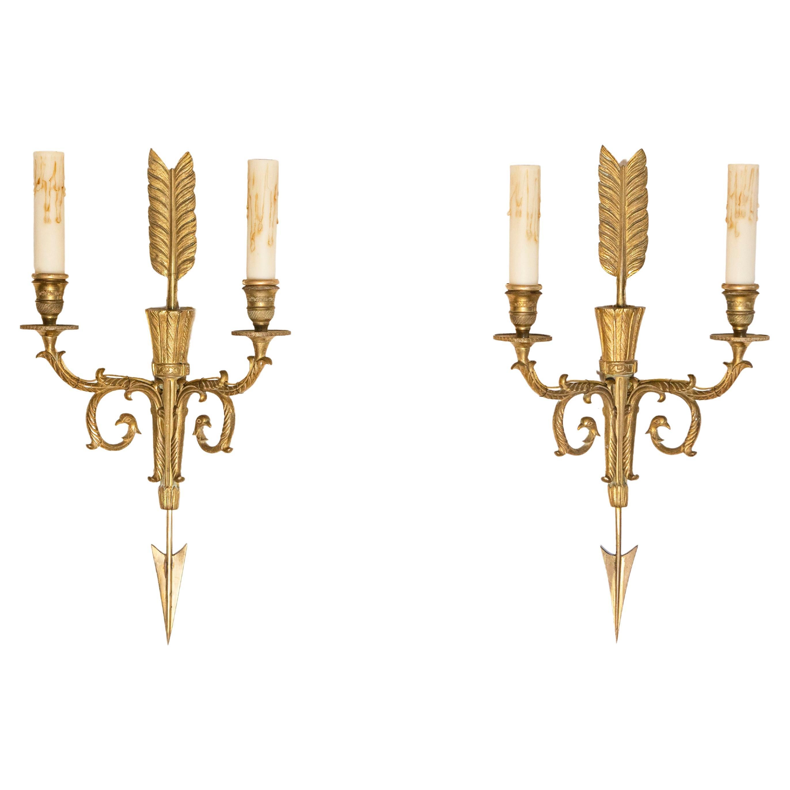 Coppia di appliques in bronzo francesi del XX secolo