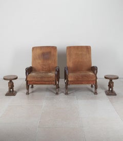 Pair of 20th Century French Carved Elephant Armchairs
