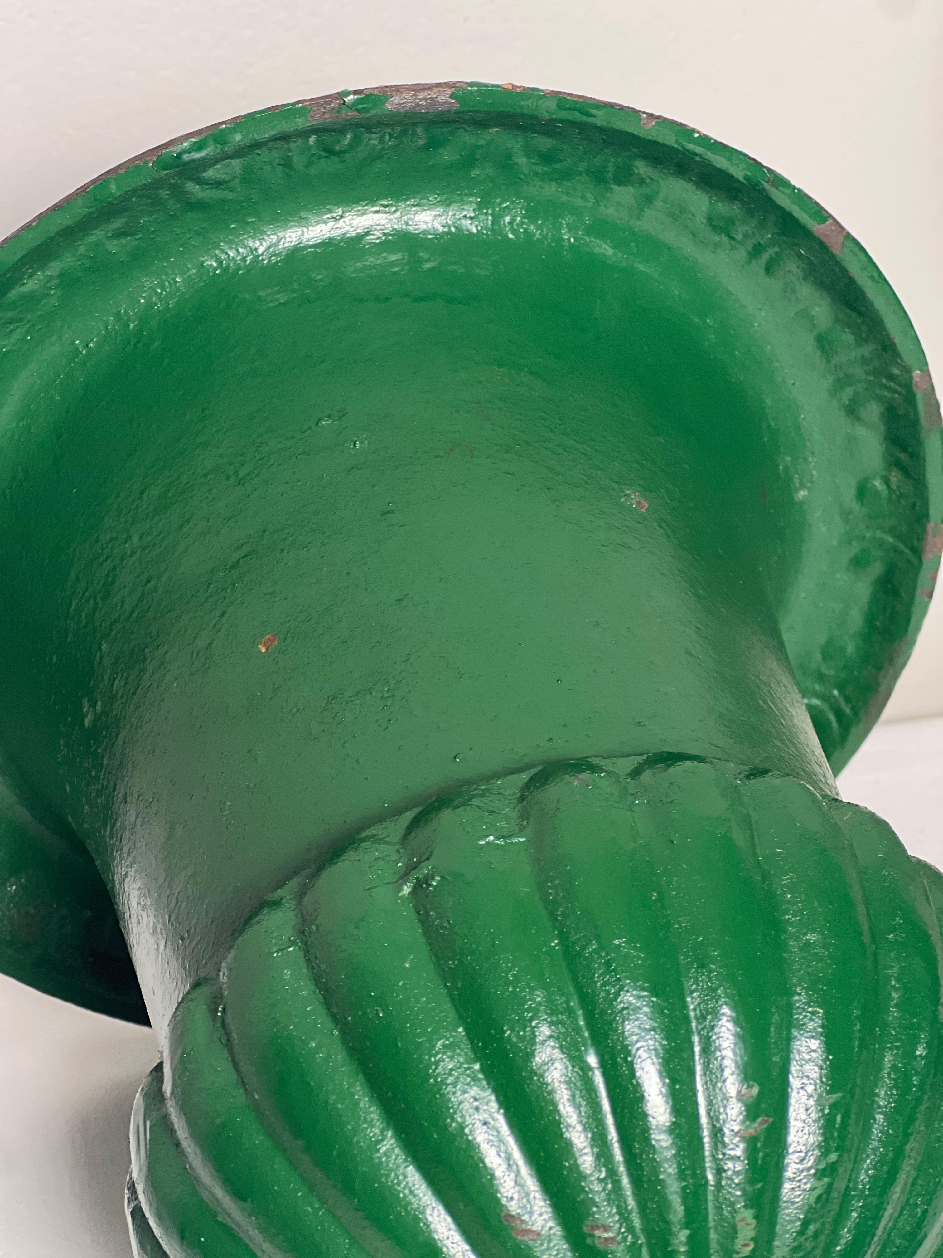 Pair of 20th Century French Green Cast iron Urns For Sale 8