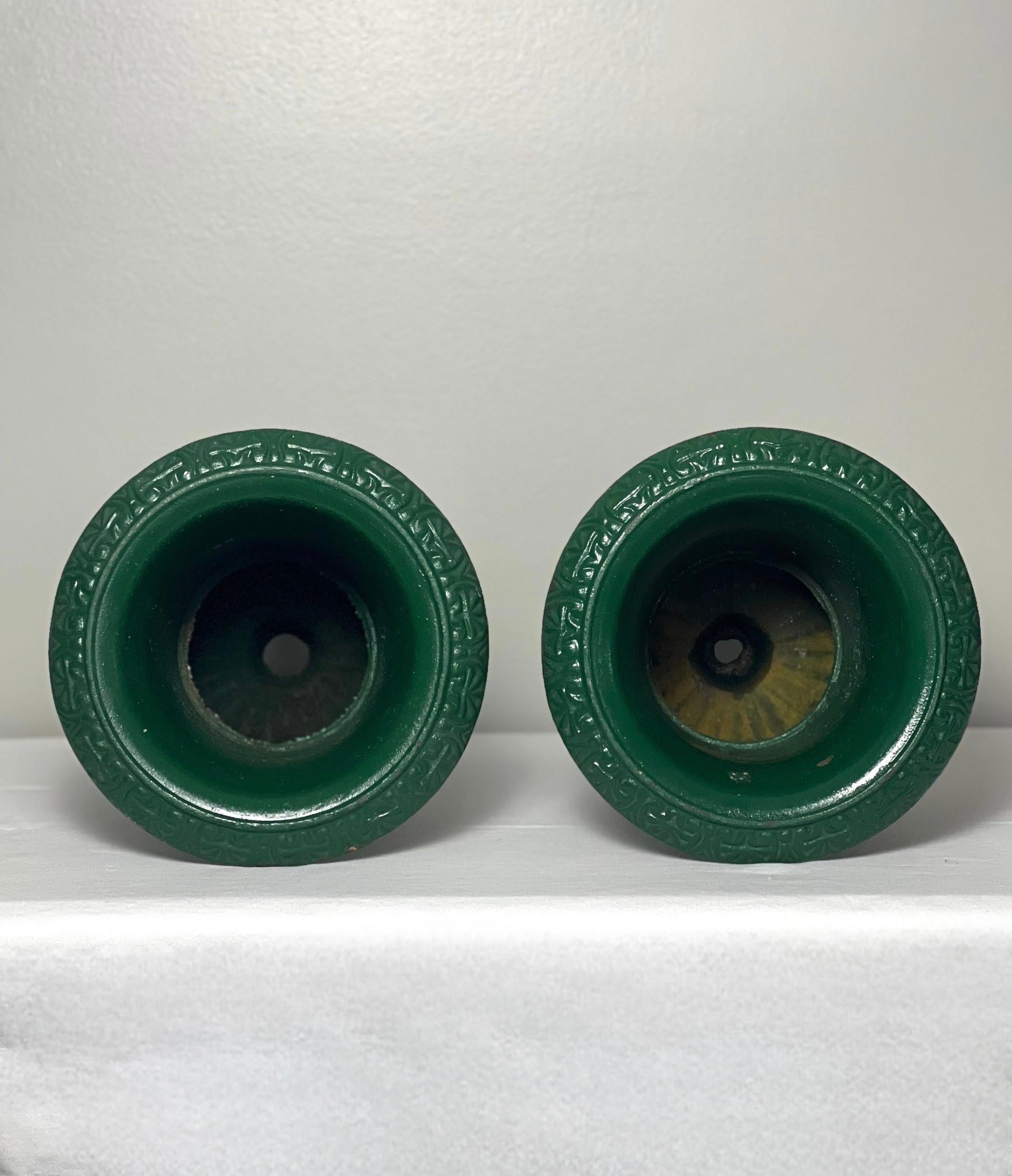 Pair of 20th Century French Green Cast iron Urns For Sale 10