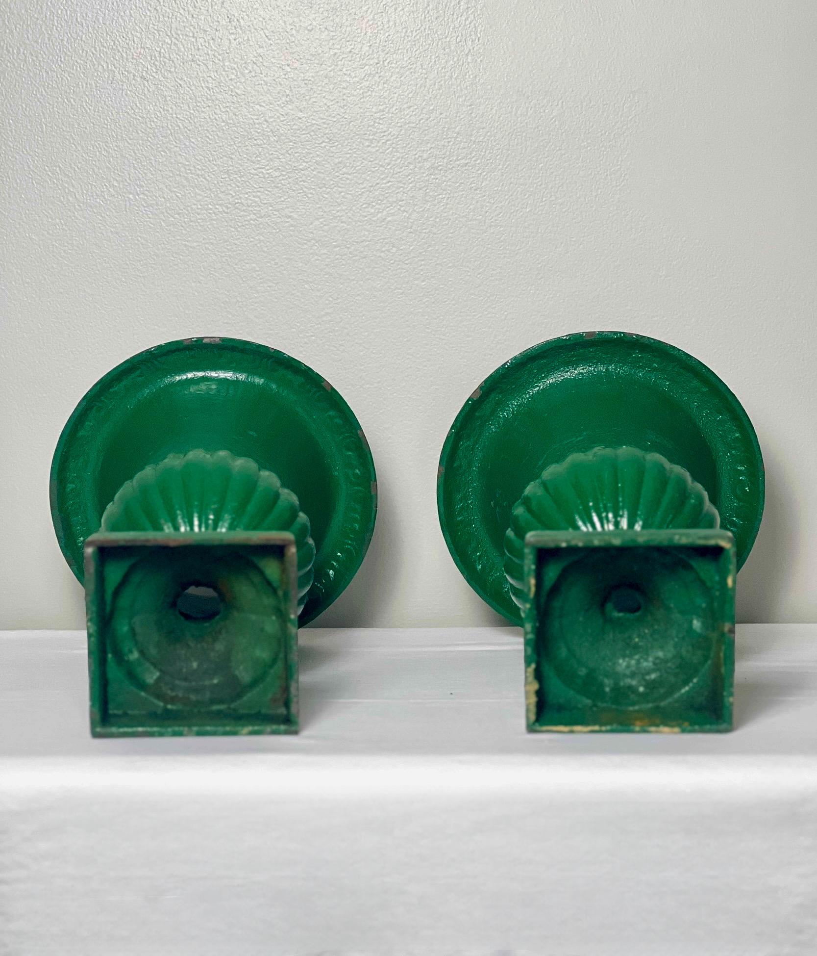 Pair of 20th Century French Green Cast iron Urns For Sale 11